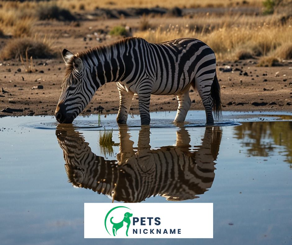 Zebra drinking water peacefully