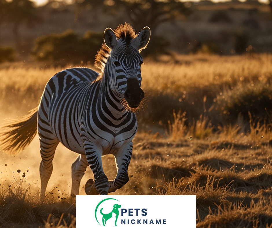 Zebra running in field