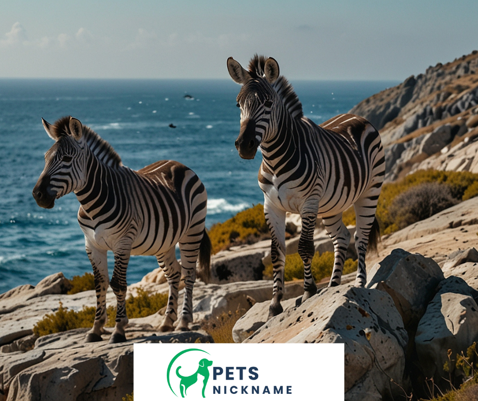 zebras standing on mountain